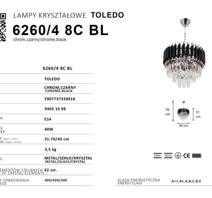 Люстра Elem Toledo 6260/4 8C BL