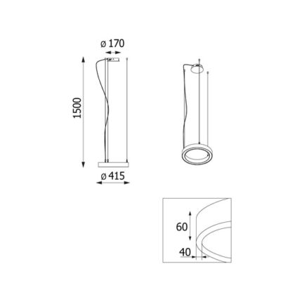 Cleoni 1408/71/LA235/A1/192/3000K 41,5 см Zwis Alfredo 25W LED