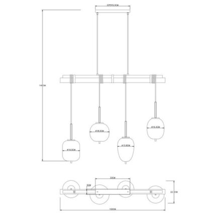 Висячая лампа Globo Lighting Blacky 15345-4H
