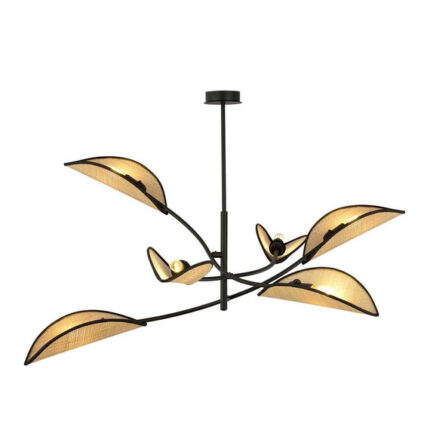 LOTUS 6 BLACK/RATTAN черная потолочная лампа (1108/6)