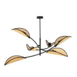 LOTUS 6 BLACK/RATTAN черная потолочная лампа (1108/6) — изображение 2