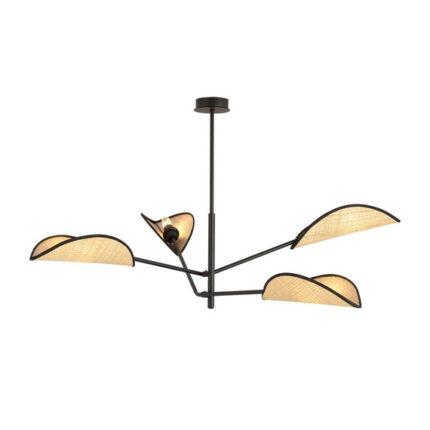 Черная потолочная лампа VENE 4 BLACK/RATTAN (1160/4)